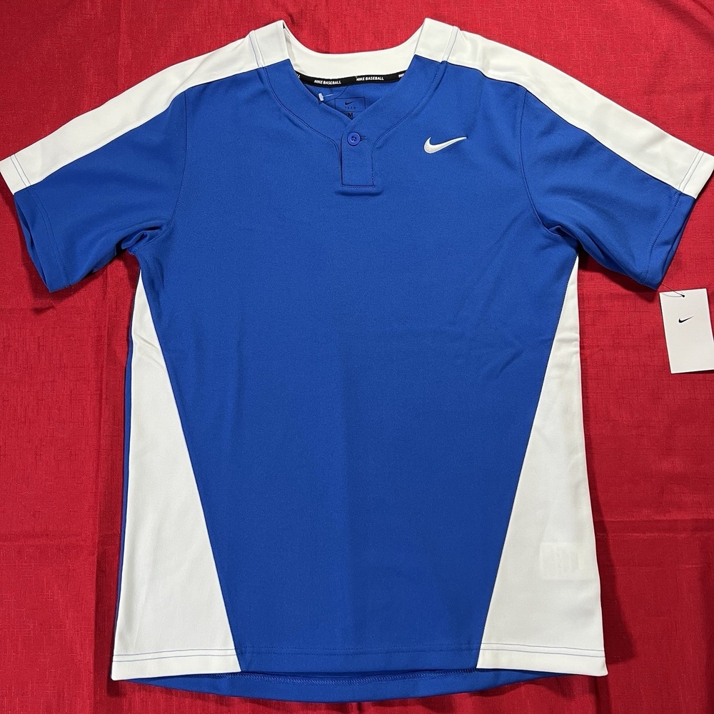 Nike Jersey Men Medium Blue Baseball Dri-Fit Vapor Jersey One Button DM0775-494
